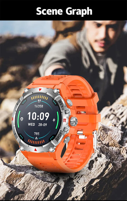 Military GPS Smart Watch Men AMOLED HD Screen Altitude Compass Heart Rate Sports Watch BT Calling IP68&10ATM Waterproof Watch
