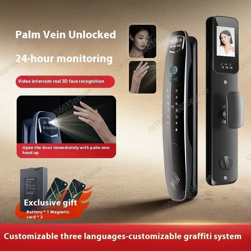 3D Face Recognition Anti-pry And Anti-crack Smart Door Lock Fully Automatic Password Fingerprint Lock Intercom Smart Door Lock
