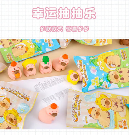32 Pcs/Box Cartoon Cute Capybara Surprise Bag Eraser Stationery Student Supplies Stationery Wholesale