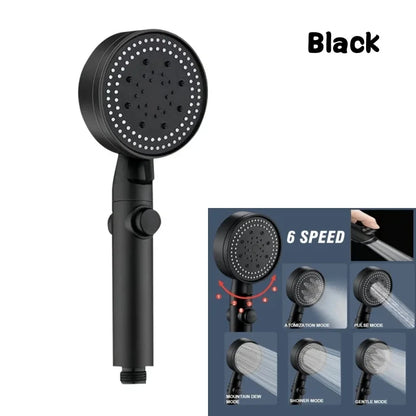 New 230mm Big Panel Showerhead 6 Mode Supercharge Rainfall Shower Head High Pressure Top Rain Shower Faucet Bathroom Accessories