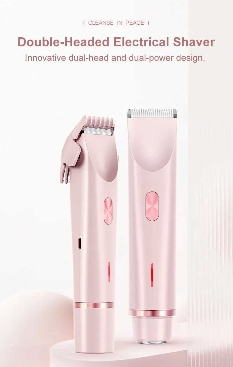 Dual Head Hair Removal for Women Portable Float Blade R-shaped Head Wet Dry Use Waterproof Painless Facial Trimmer Body Epilator