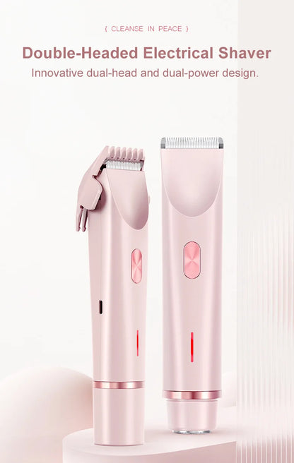 Dual Head Hair Removal for Women Portable Float Blade R-shaped Head Wet Dry Use Waterproof Painless Facial Trimmer Body Epilator