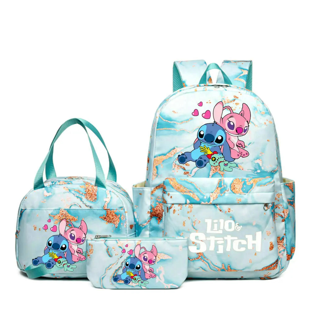 3Pcs/set Lilo Stitch Backpack for Girl Boy Student Teenager Children Rucksack Kids Birthday Gift Women Casual School Bag