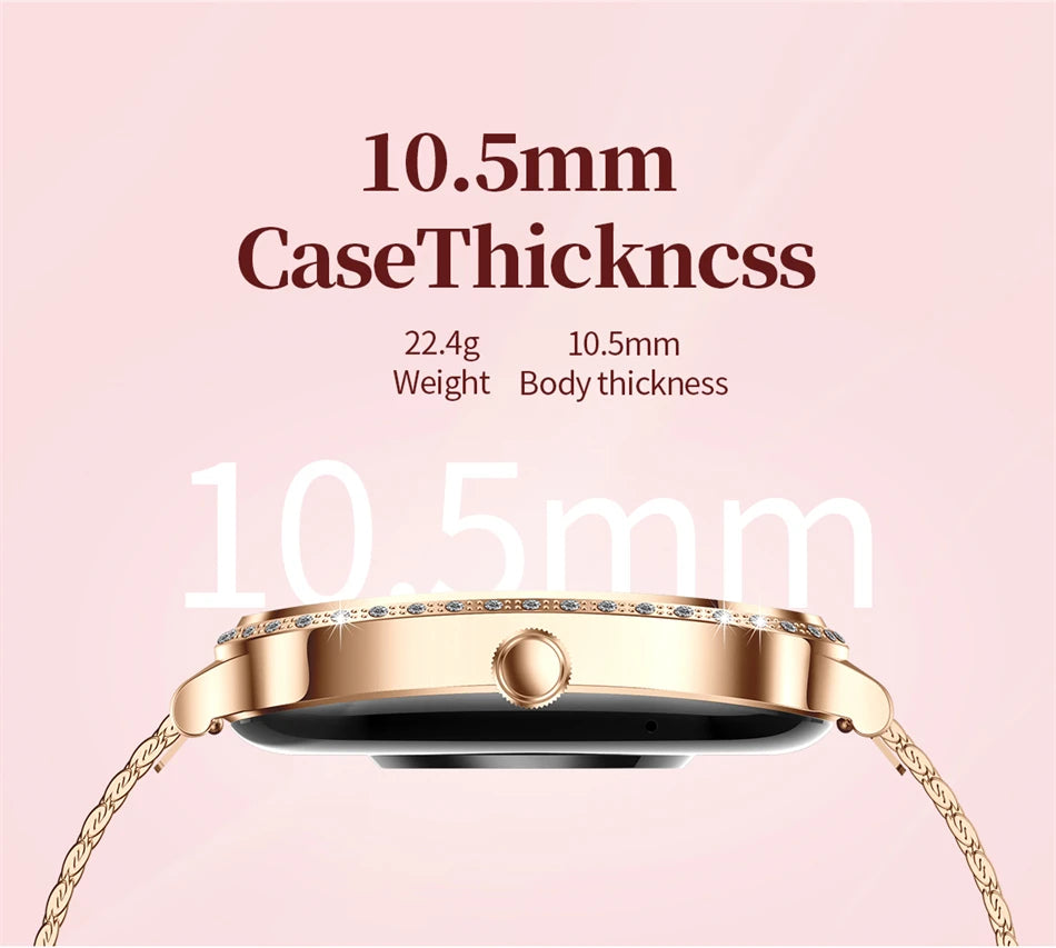 New Fashion Women Smart Watch 1.75inch Curved Screen Sports Bracelet BT HD Calling Clock IP68 Waterproof Diamond Case Smartwatch