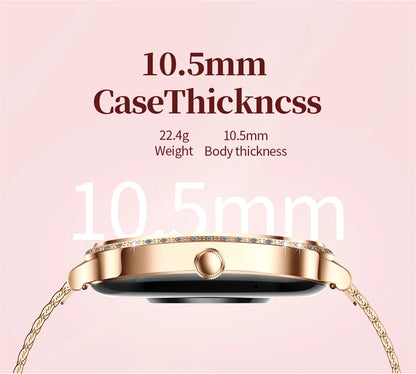 New Fashion Women Smart Watch 1.75inch Curved Screen Sports Bracelet BT HD Calling Clock IP68 Waterproof Diamond Case Smartwatch