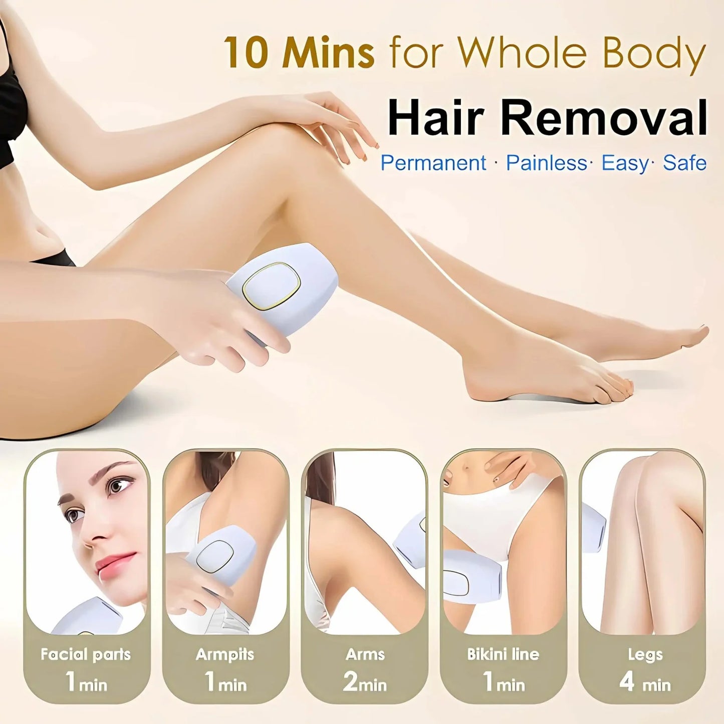 Professional IPL Hair Removal Device – Permanent Laser Depilation for Home Use, Effective on Women & Men, Smooth Skin Results