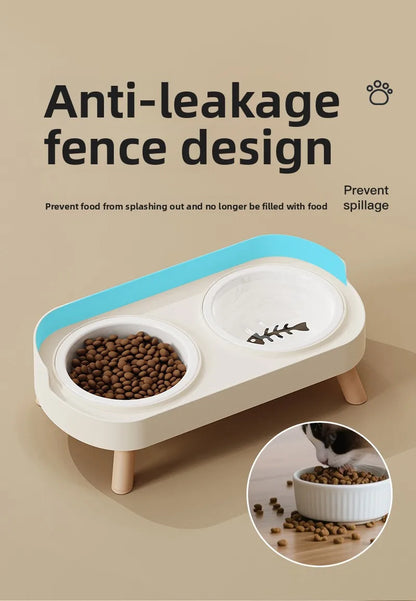 Pet Bowl PP Plastic Double Bowl Anti-killing Bowl Water and Grain Integrated Dog Bowl Cat Dog Water and Grain Bowl