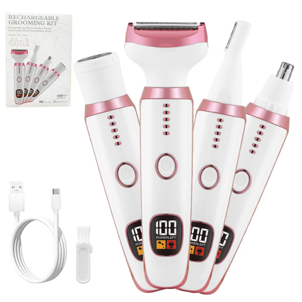 Women Epilator Trimmer Electric Lady Shaver Groin Armpit Arm Leg Bikini Hair Razor Rechargeable Lithium Battery Grooming Kit