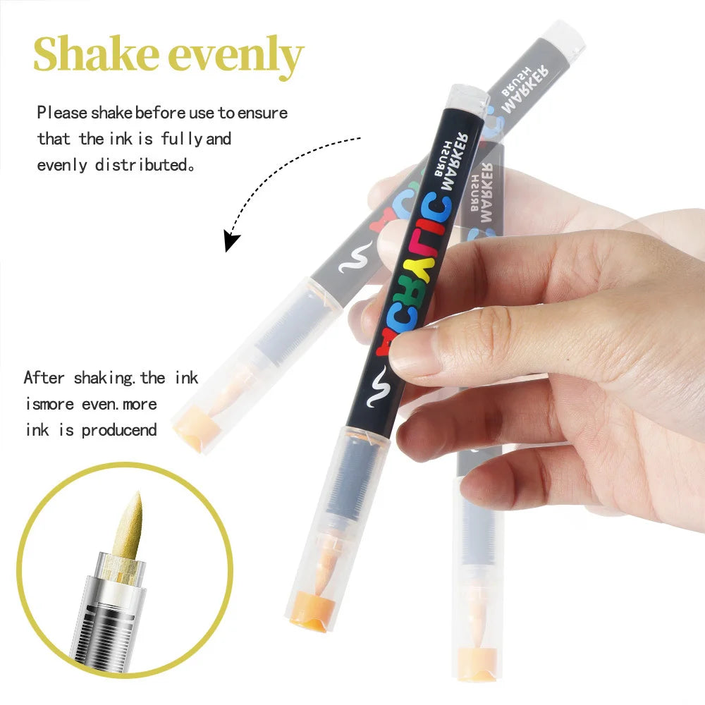 60/72/120/168 Color Acrylic Paint Pen Marker Brush Tip Paint Marker For Rock Painting Wood Canvas Stone Christmas Gift DIY Craft
