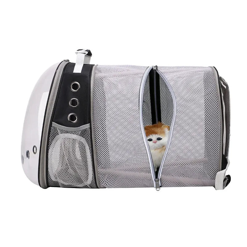 Pet Backpack Transparent Space Capsule Double Shoulder Cat Go Out Backpack Expandable Cat Bag Go Out Portable Small Dog Bag