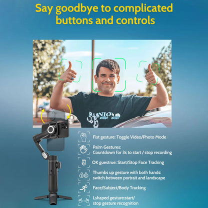AOCHUAN Smart XPro Smartphone 3 Axis Gimbal Stabilizer For iPhone and Android Smartphone Shooting Video With fill light effect