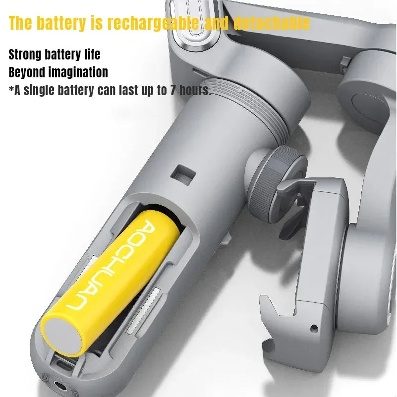 3-Axis Handheld Stabilizer Wireless Charger LED Display Light Focusing Wheel for iOS Android Phones Smart X Pro Universal Joint