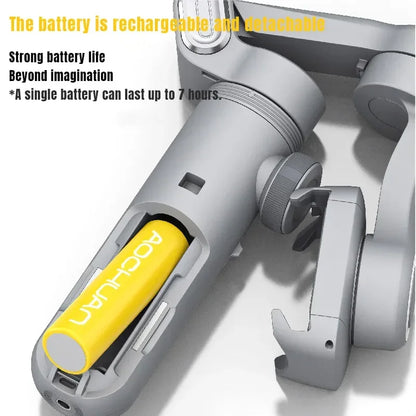 3-Axis Handheld Stabilizer Wireless Charger LED Display Light Focusing Wheel for iOS Android Phones Smart X Pro Universal Joint