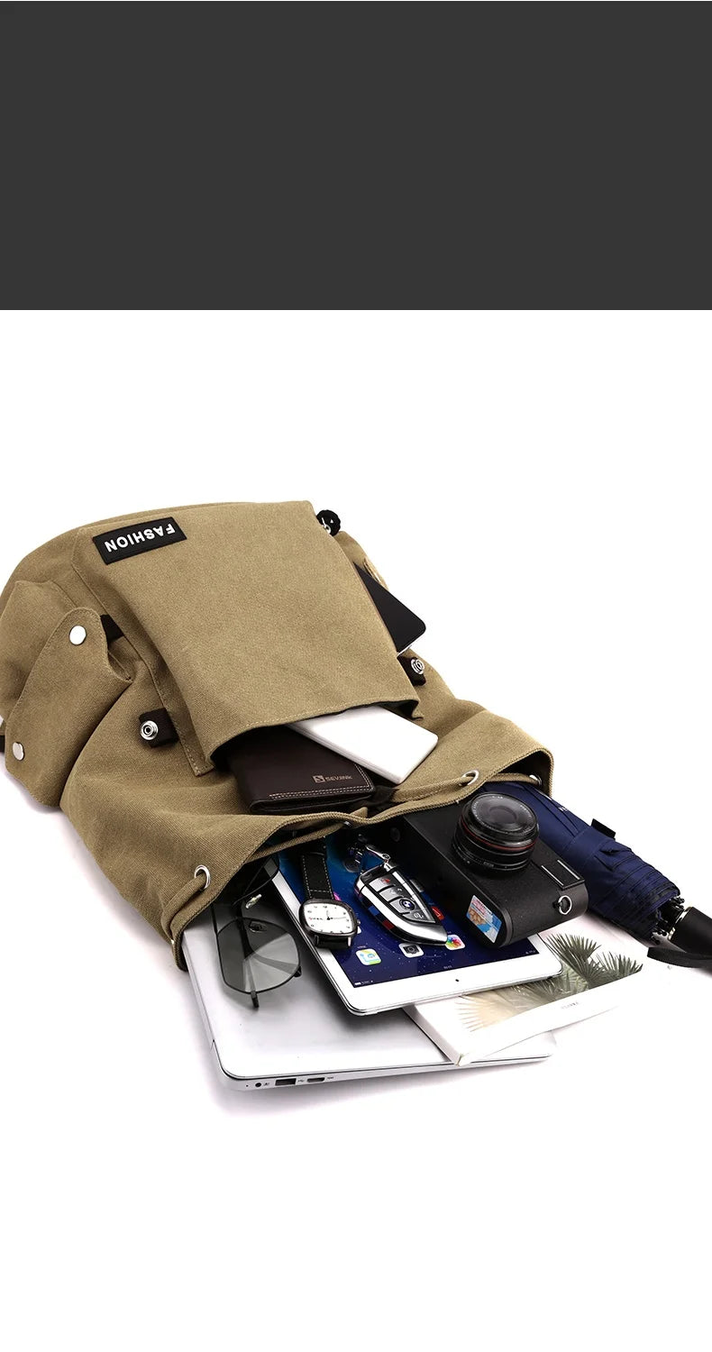 2025 New Style Men Climbing Hiking Backpacks Travel Leisure Students Bags Big Schoolbags Fashion Large Pockets Multi-Zipper