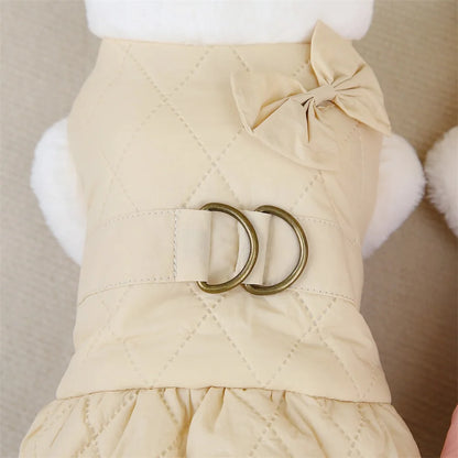 Pet Apparel Cat Dog Autumn Winter Thickness Warm Bow Princess Dress Suitable for Small Medium Dog Costume