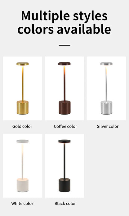 2pcs USB Rechargeable LED Desk Lamp Stepless Dimming Tricolor Touch Night Light Bedside Light Bar Hotel Decoration