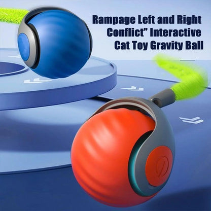 Cat Interactive Ball Toys Automatic Rolling Ball Faux Tail Rechargeable Smart Pet Electric Toy Dog Cat Training Imitate Mouse