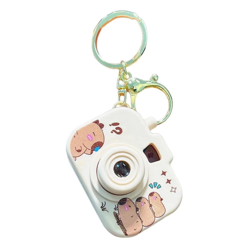 New Capybara Projection Camera Keychain Cartoon Kawaii Mini Camera Keyring Hanging Decoration Fashion Backpack Pendant