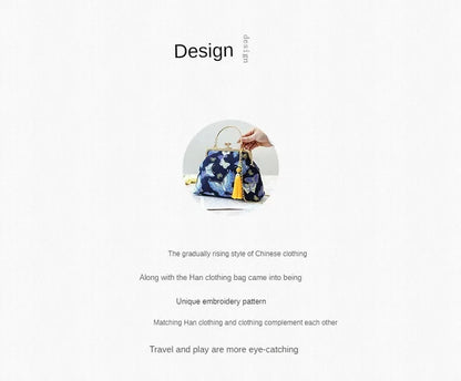 Fashion Vintage Fringe Bag Small Shell Bags Chain Women Shoulder Crossbody Bag Crane Flying Women's Handbags Purses Embroidery