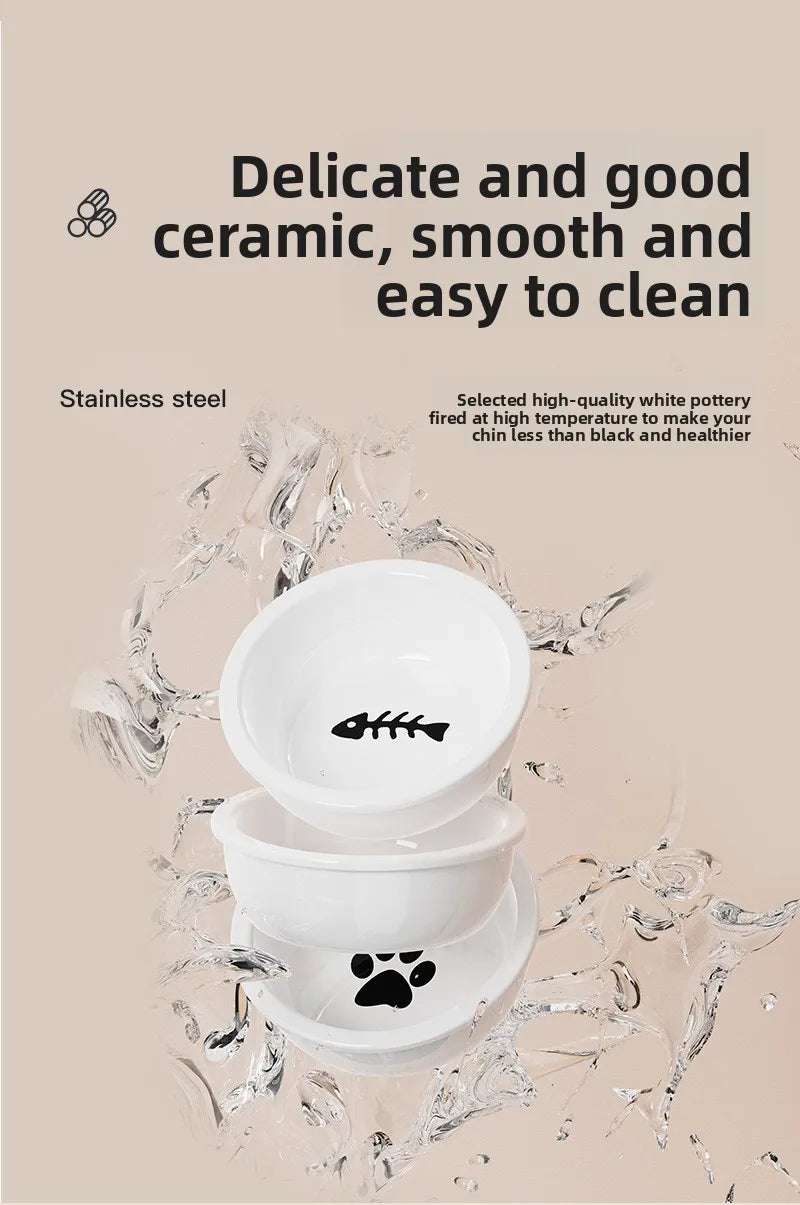 Pet Bowl PP Plastic Double Bowl Anti-killing Bowl Water and Grain Integrated Dog Bowl Cat Dog Water and Grain Bowl