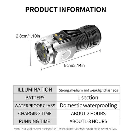 Three-Eyed Monster Mini Flash Super Power Flashlight Rechargeable Portable Outdoor Lighting Long-Range Powerful Flash Lights