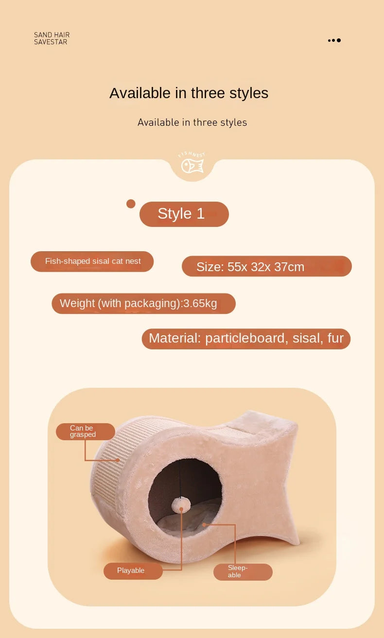 Cat Nest Warm Cat House Enclosed House All Year Round Winter Cat Sleeping Nest Pet Supplies