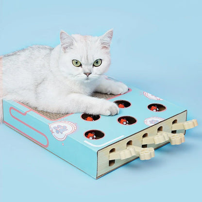 Cat Toy Whack-a-Mole Cat Scratching Board Toy Grinding Claw Rest Play Funny Cat Interactive Multifunctional Cat Supplies