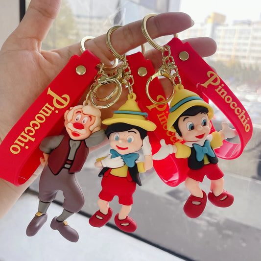 Anime Pinocchio Keychain Children Charm Keyring Cartoon Accessories Bag Car Key Chain Decoration Cute Model Pendant Gift Toys