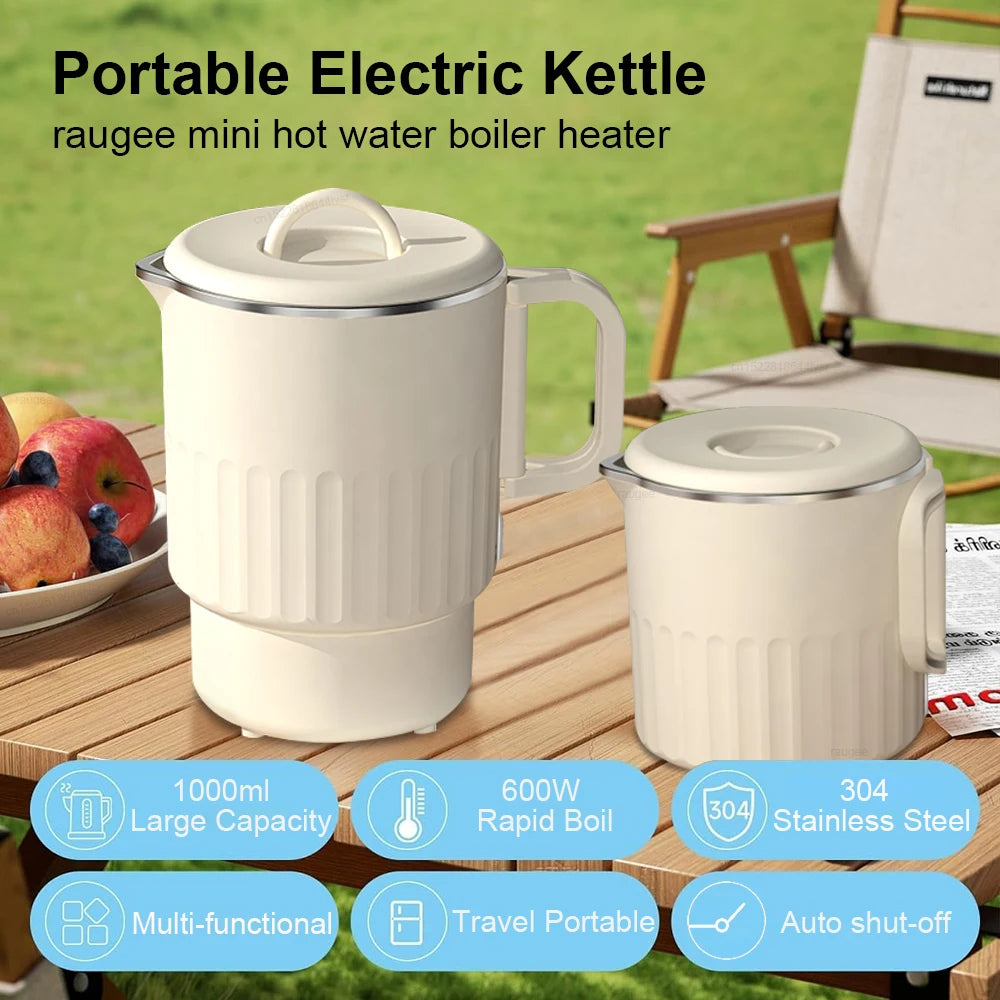 Electric Kettle Portable Travel Electric Water Kettle 1L Multifunctional Electric Teapot Stainless Steel Hot Water Boiler Pot