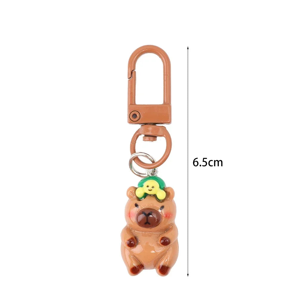 DIY Resin Cartoon Capybara Key Chains 1/10Pcs Funny Charms Glossy Flatback Animals Earrings Keyrings Jewelry Making Accessories