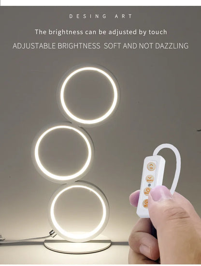 Dimming Table Lamp Intelligent Touch Ring Night Light Bedroom Simple Modern Living Room Lamp Monochrome Circle DeskTable Lamp
