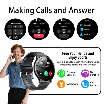 KESHUYOU New Smart Watch Women's Men's Full Touch Screen Bluetooth Talk Sports Fitness Tracker Heart Rate Monitor Smart Watch