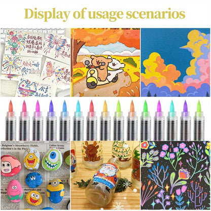 60/72/120/168 Color Acrylic Paint Pen Marker Brush Tip Paint Marker For Rock Painting Wood Canvas Stone Christmas Gift DIY Craft
