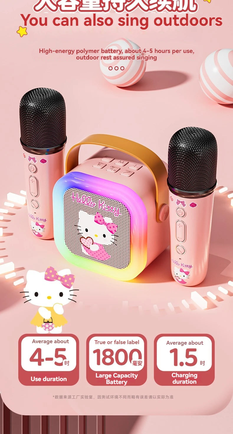 Sanrio Bluetooth Speakers ML07 Karaoke Machine Portable Speakers Bluetooth with Mic LED Light Machine Home Family Singing Gift