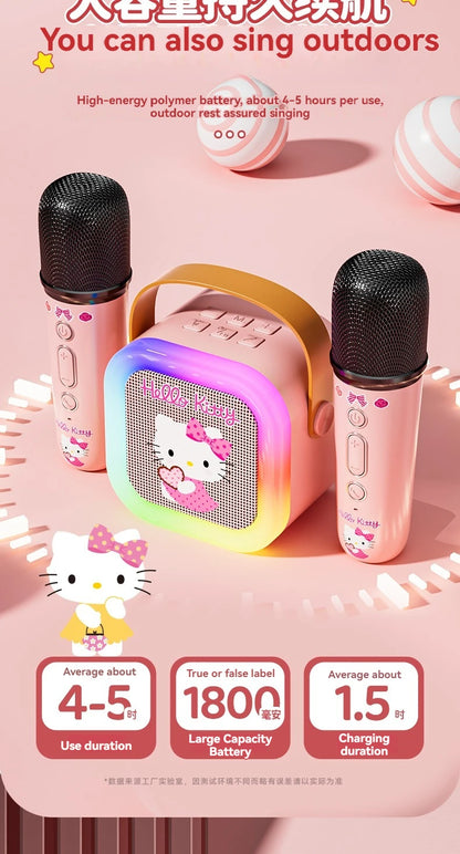 Sanrio Bluetooth Speakers ML07 Karaoke Machine Portable Speakers Bluetooth with Mic LED Light Machine Home Family Singing Gift