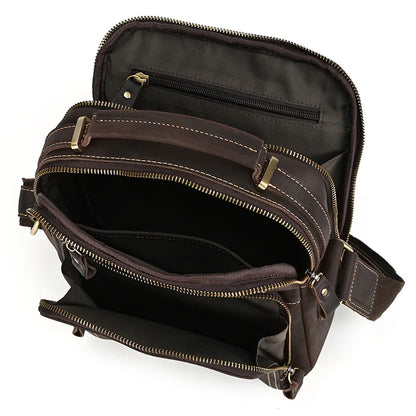 Newsbirds Leather Shoulder Bag Vintage Style Crossbody Bag Books School Bag Of Men Male Daily Messenger Bag Crazy Horse Skin