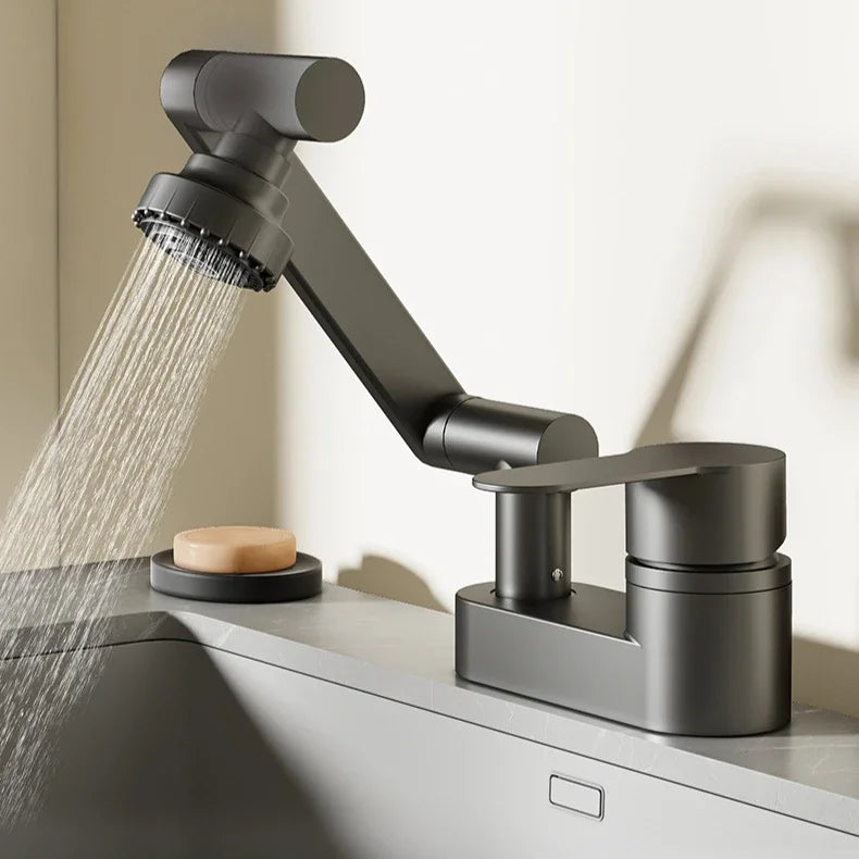 Basin Faucet Bathroom Double Hole Cold and Hot Water Tap Toilet Second Gear Sink 360° Rotating Water Mixing Valve Accessories