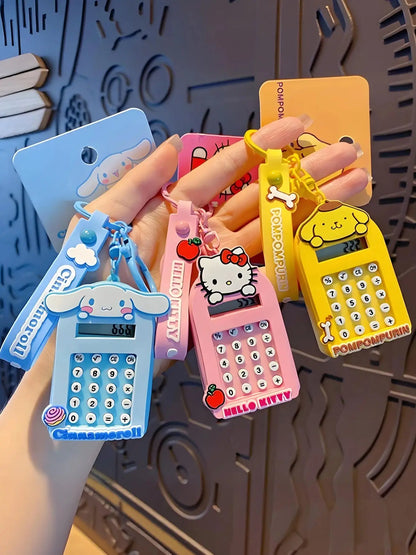 1pc Sanrio Creative Creative Mini Computer Calculator Bag pendant toy Cartoon keychain pendant Kawaii Girls boys Christmas gifts
