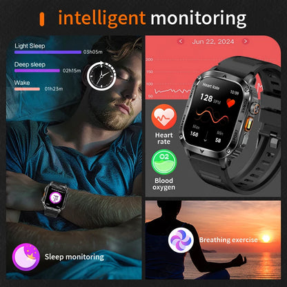 LIGE New Premium Military Smart Watch Men Flashlight Waterproof Outdoor Sport Tracker Bluetooth Call Smartwatch 400mAh Battery