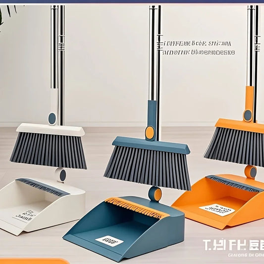 2025 Brand-new 2-in-1 rotatable and foldable magnetic broom and dustpan cleaning set, enlarged and thickened household broom
