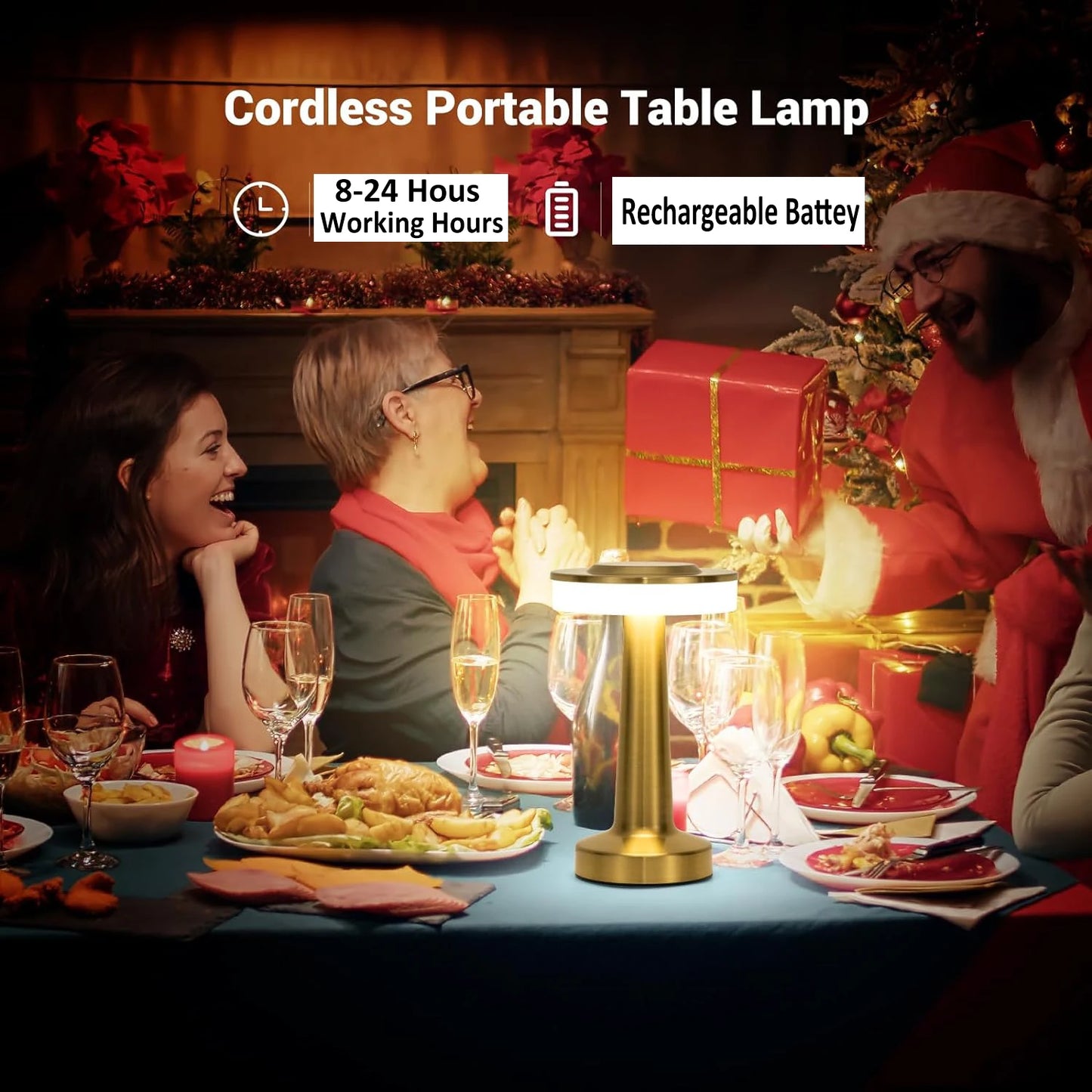 LED Table Lamp Touch Sensor Rechargeable Desktop Night Light Wireless Reading Lamp for Restaurant Hotel Bar Bedroom Decor Light