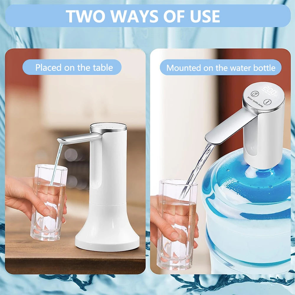 Electric Water Gallon Pump Automatic Water Pump 19 Liters Foldable Desktop Water Bottle Pump USB Rechargeable Water Dispenser