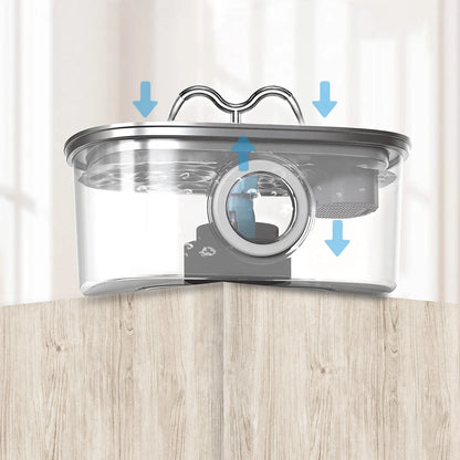 108oz/3.2L Cat Water Stainless Steel Pets Dispenser With LED Light Silent Pump Automatic Fountain For Cat Dog Drinking Bowl