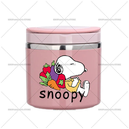 630ml Snoopys Food Thermal Jar Insulated Soup Cup Stainless Steel Vacuum Lunch Box with Handle Portable Sealed Bento Boxes Gift