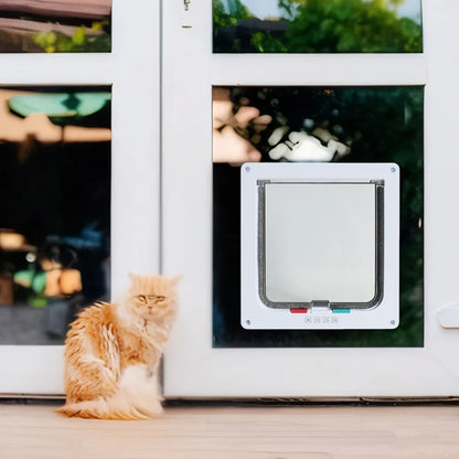 Cat Flap Door Magnetic Pet Door with 4 Way Security Lock for Cats Controllable ABS Plastic Small Puppy Gate Kitten Safety in&out