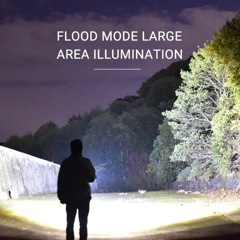 Powerful P70 Led Flashlights 5000LM Ultra Bright Tactical Light Emergency Spotlights Telescopic Zoom Light Built-in Battery