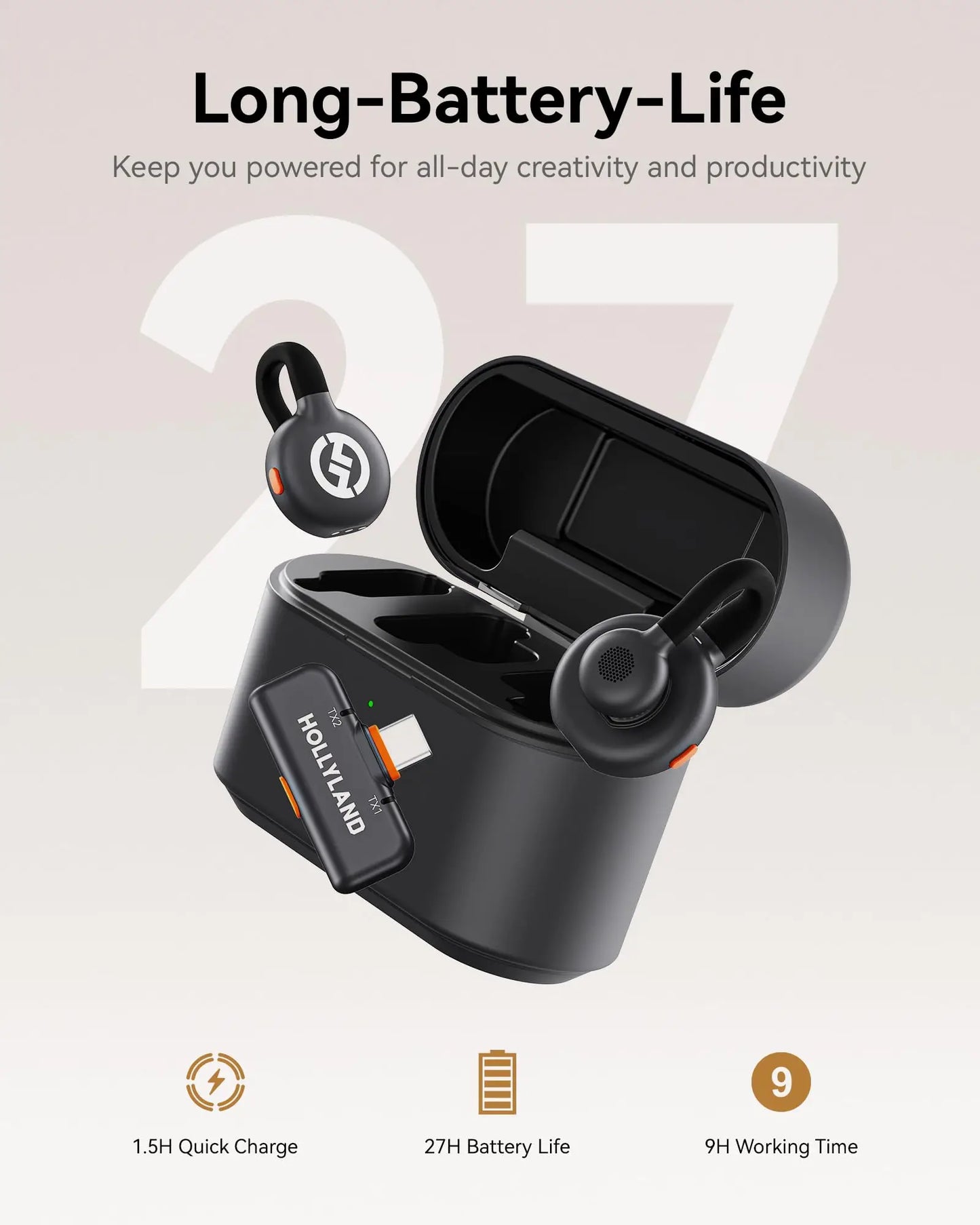 Lark M2S Wireless Lavalier Microphone with USB-C Plug  Titanium Clip, Plug-and-Play Noise Cancelling