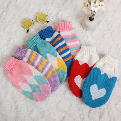 Puppy Dog Sweaters for Small Medium Dogs Cats Clothes Winter Warm Pet Turtleneck Chihuahua Vest Soft Yorkie Coat Teddy Jacket
