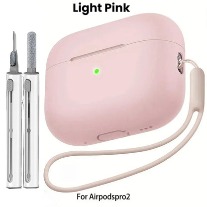 For AirPods Pro 2 Case Liquid Silicone Cover For AirPods Pro 2 2nd Pro2 2022 2023 Cases Sleeve With Cleaningr Pen Lanyard Funda