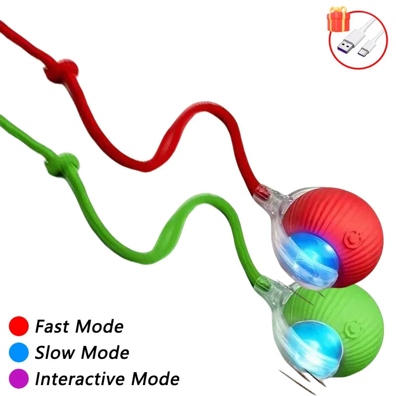 Self-Moving Automatic Cat Teaser Ball with Faux Tail Rechargeable Smart Sensor Cat Toy for Indoor Cats Cat Toys Interactive